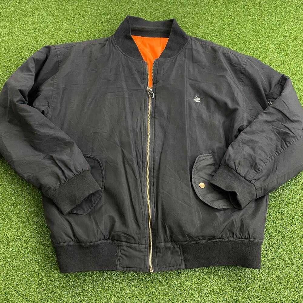Vintage Beverly Hills Polo Club Reversible Quilt Bomber Windbreaker Jacket Sz L